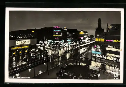 AK Berlin, Kurfürstendamm bei Nacht