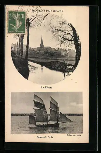 AK Saint-Pair-sur-Mer, La Rivière, Bateau de Peche