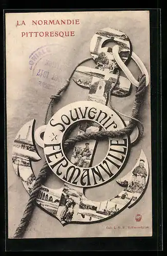 AK Fermanville, Ansichten aus dem Ort auf einem Anker