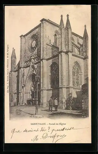 AK Saint-Vaast-la-Hougue, Portail de l`Èglise