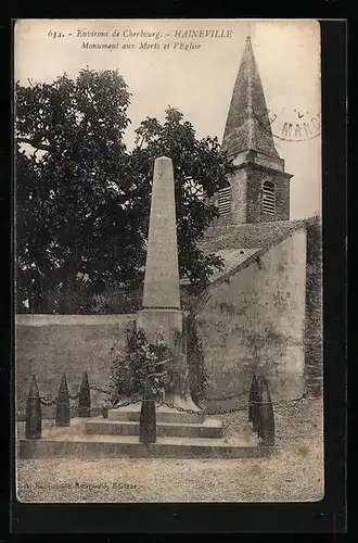 AK Haineville, Monument aux Morts et l`Eglise