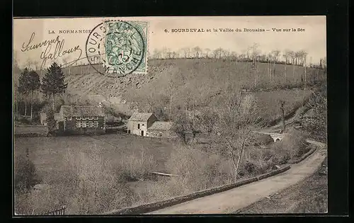 AK Sourdeval, Vallèe du Brouains-Vue sur la Sèe