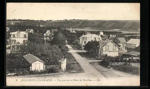 AK Jullouville-sur-Mer, Vue gènèrale et Route de Bouillon