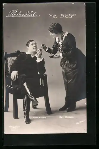 AK Operette Polenblut, Schauspieler Albert Kutzner und Marie Ottmann