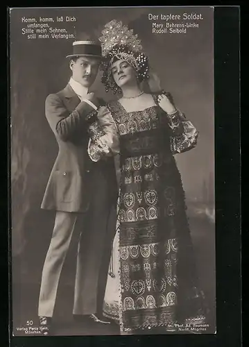 AK Operette Der tapfere Soldat, Schauspieler Mary Behrens-Linke und Rudolf Seibold