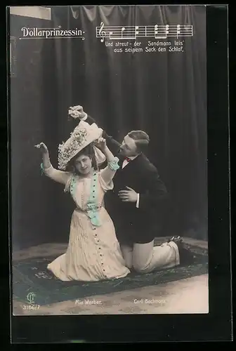 AK Operette Dollarprinzessin, Schauspieler Mia Werber und Carl Bachmann