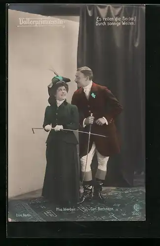 AK Operette Dollarprinzessin, Schauspieler Mia Werber und Carl Bachmann