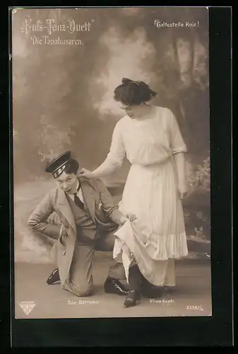 AK Operette Fuss-Tanz-Duett, Schauspieler Else Bötticher und Vilma Conti