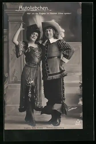 AK Operette Autoliebchen, Schauspieler Eugenie Della Donna und Theodor Stolzenberg