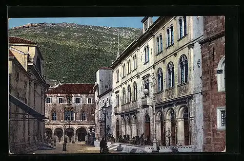 AK Dubrovnik, Strassenpartie mit Bergen