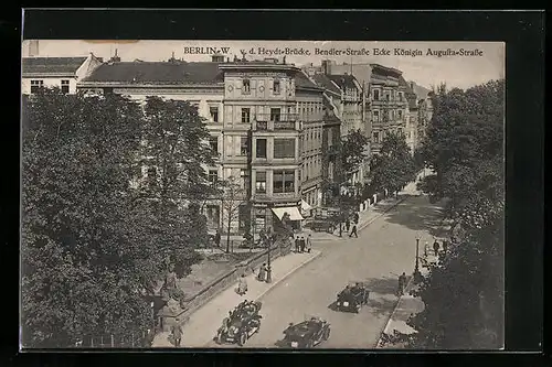 AK Berlin-W., v. d. Heydt-Brücke, Bendler-Strasse, Ecke Königin Augusta-Strasse