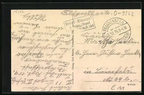 AK Frankenberg i. Sa., Mannschaftsgebäude der Train Kaserne