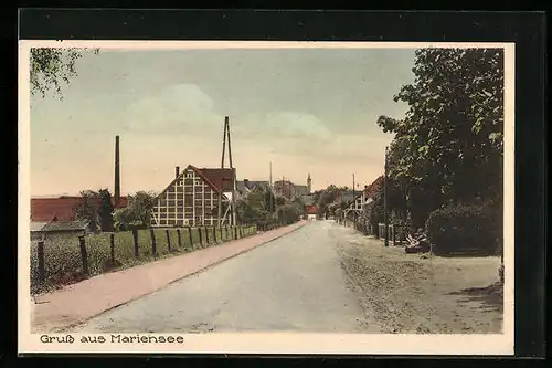 AK Mariensee, Gruss mit Strassenpartie aus dem Ort