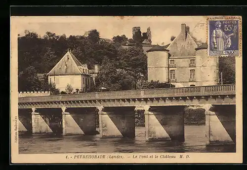 AK Peyrehorade, Le Pont et le Chateau M. D.