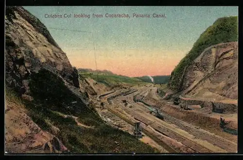 AK Panama Canal, Culebra Cut looking from Cucaracha