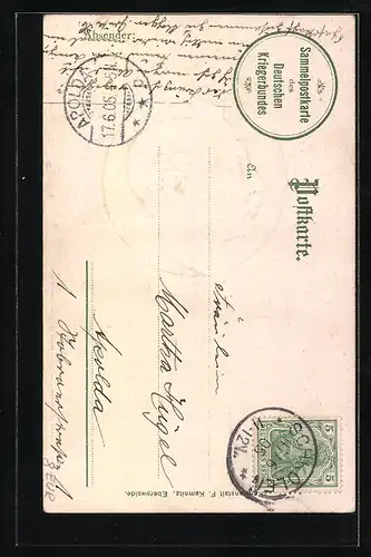 Präge-Lithographie Kaiser Wilhelm II., Prägeportrait vor grünem Hintergrund