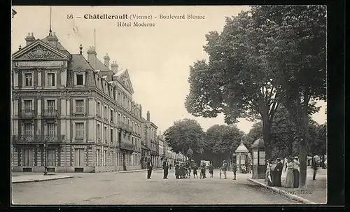 AK Châtellerault, Boulevard Blossac, Hotel Moderne