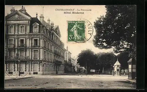 AK Chatellerault, La Promenade, Hotel Moderne