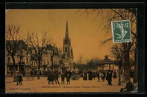 AK Chatellerault, Boulevard Blossac, Kiosque á Musique