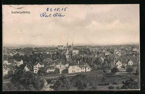 AK Ludwigsburg, Ortsansicht aus der Vogelschau