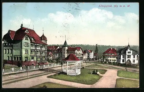 AK Königsfeld, Ortspartie mit Schwarzwald-Hotel