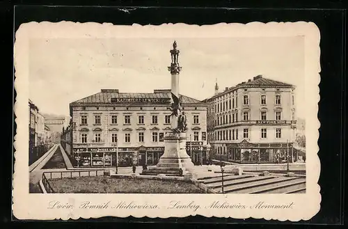 AK Lemberg, Mickiewicz Monument und Häuser