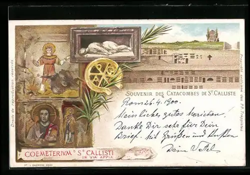 Lithographie Roma, Catacombes de St. Calliste