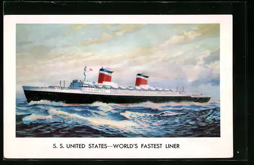 AK Passagierschiff S.S. United States in voller Fahrt