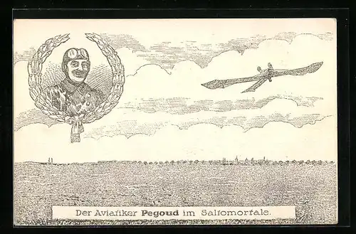 Künstler-AK Der Aviatiker Pegoud im Saliomortale