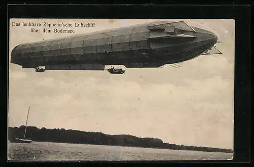 AK Zeppelin über dem Bodensee