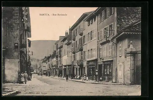 AK Nantua, Rue Nationale, Strassenpartie