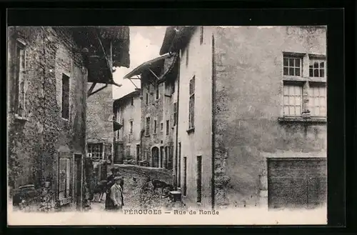 AK Pérouges, Rue de Ronde, Strassenpartie