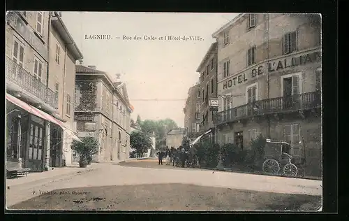 AK Lagnieu, Rue des Cafés - Hotel de Ville