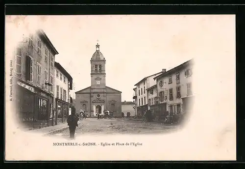 AK Montmerle-sur-Saone, Eglise et Place de l`Eglise