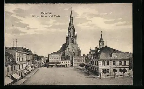 AK Demmin, Kirche, Rathaus und Markt
