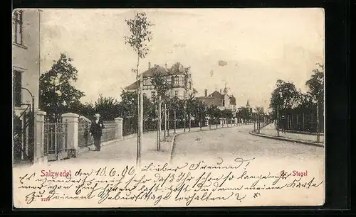 AK Salzwedel, Strassenpartie Grosser Stegel