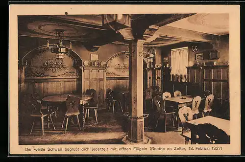 AK Weimar, Gasthaus zum weissen Schwan, Goethes Stammlokal, Innenansicht