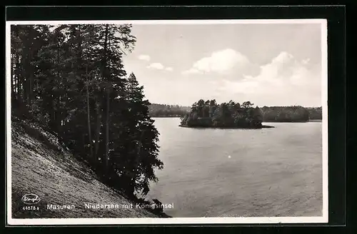 AK Masuren, Niedersee mit Königsinsel