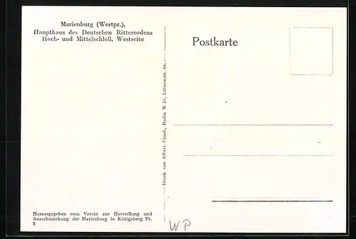 AK Marienburg, Haupthaus des Deutschen Ritterordens