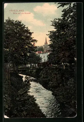 AK Friedland, Blick auf die Kirchen