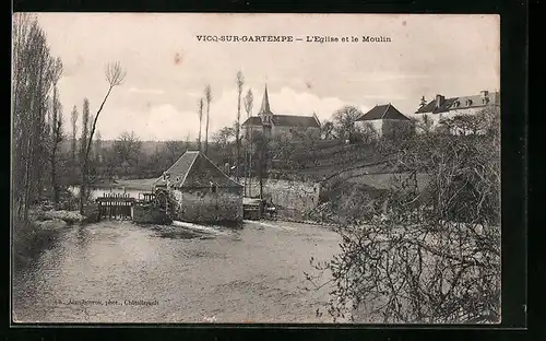 AK Vicq-sur-Gartempe, L`Eglise et le Moulin