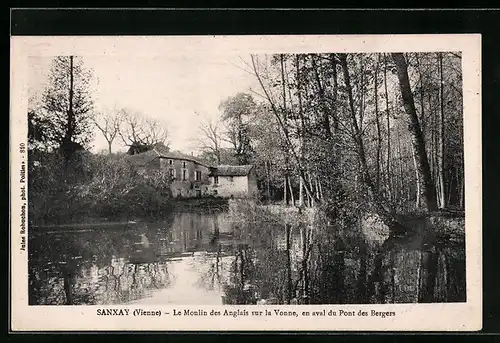 AK Sanxay, Le Moulin des Anglais sur la Vonne, en aval du Pont des Bergers