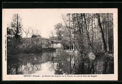 AK Sanxay, Le Moulin des Anglais sur la Vonne, en aval du Pont des Bergers