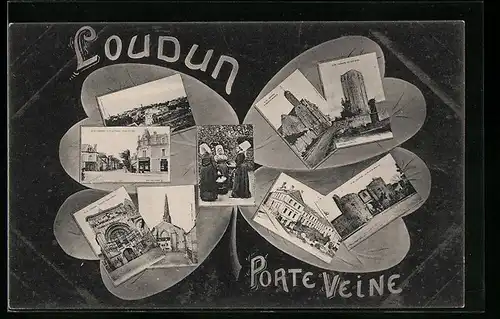 AK Loudun, Porte Veine, Ortsansicht, Gebäudeansicht, Tracht