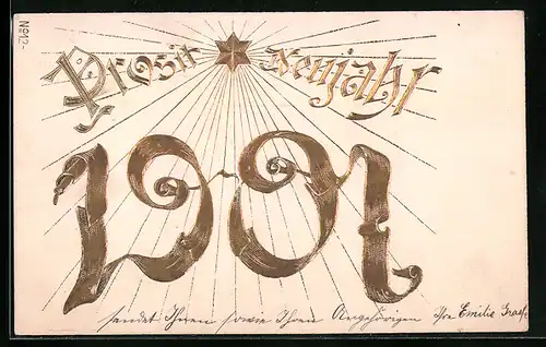 AK Jahreszahl mit Stern, Neujahrsgruss 1901