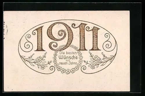 AK Jahreszahl 1911 mit Blumendekor