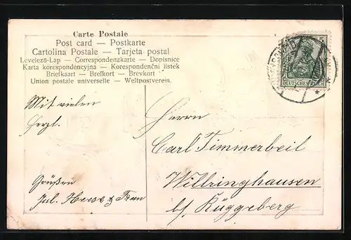 AK Jahreszahl 1907 mit Tannenzweigen