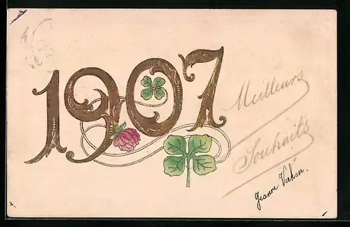 AK Jahreszahl 1907 mit Kleeblatt