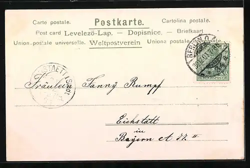 AK Jahreszahl 1902 im Kleeblatt