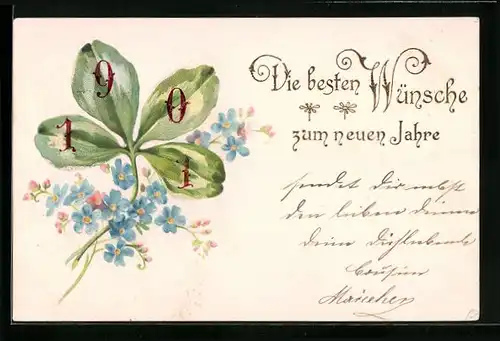 AK Kleeblatt mit Jahreszahl 1901